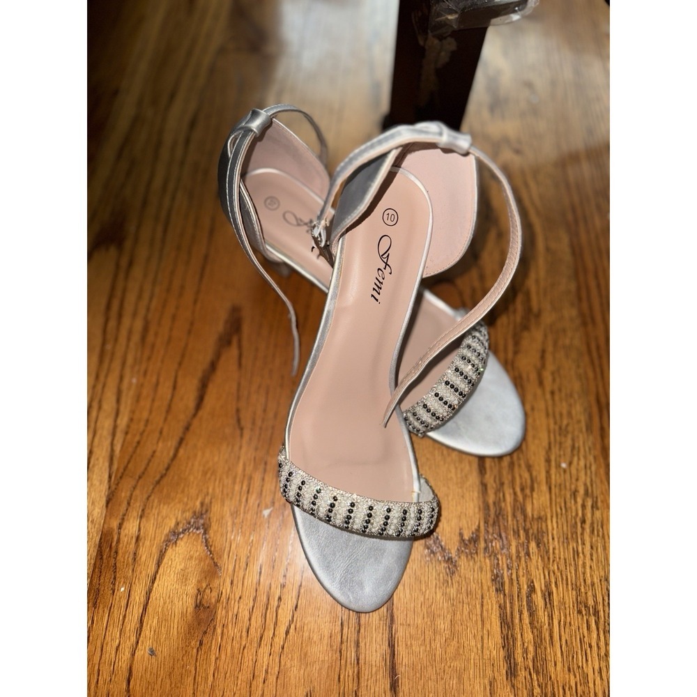 FEMMI Women's Open Toe Ankle Strap Low Block Chunky Heels Shoes Sz 10